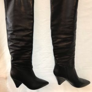 Marc Fisher “Pagie” black leather OTK boots